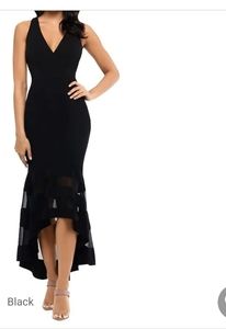 Sz 10 formal black trumpet sheer hem dress